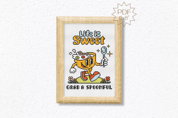 Life is Sweet Quote Cross Stitch Pattern
