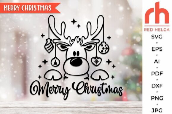 Merry Christmas SVG, Reindeer Baubles