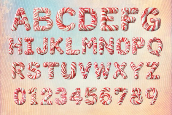 Peppermint Candy Cane Font PNG with transparent background - Preview 1