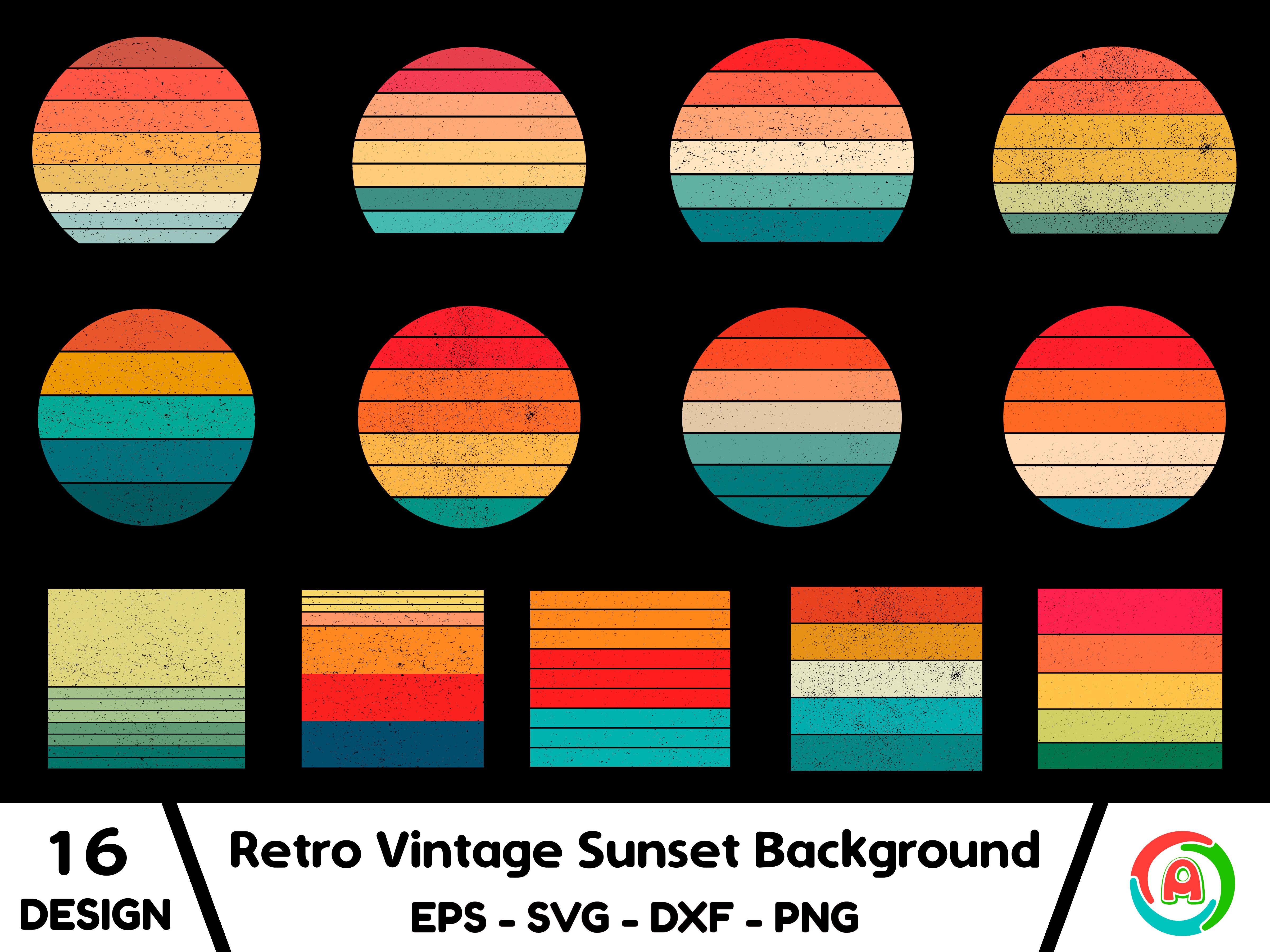 Retro Vintage Sunset Background Graphic by aurnobnandy · Creative Fabrica
