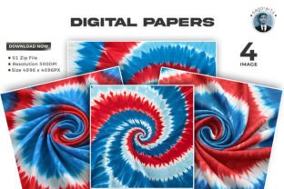 Tie Dye Red White and Blue Digital Paper Graphic by sagorarts ...