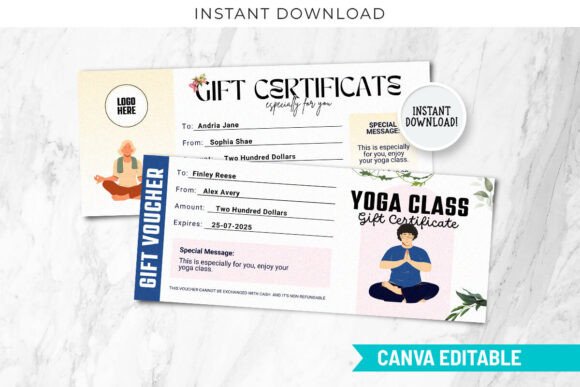 Yoga Class Gift Certificate Templates