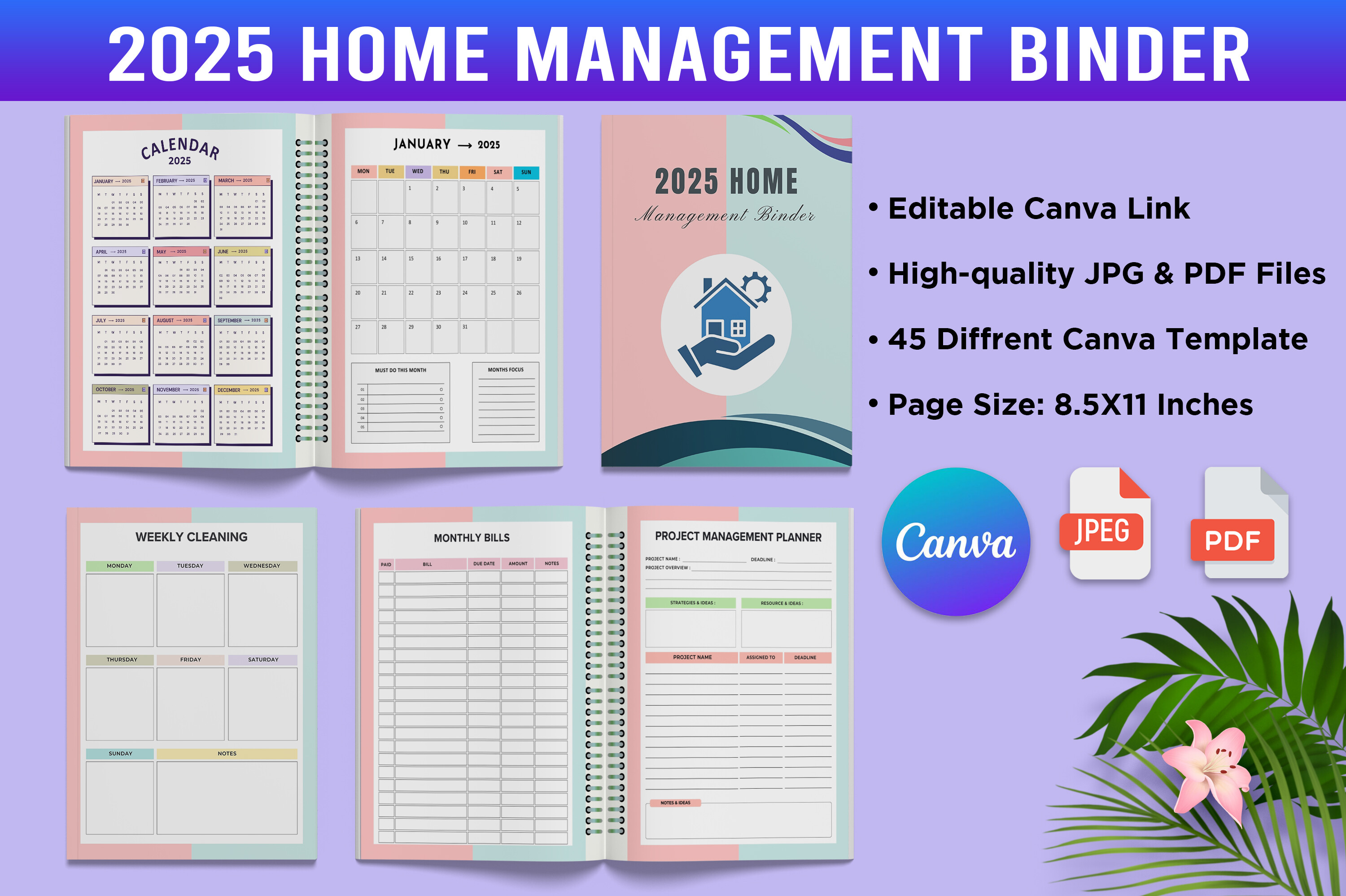 2025 Home Management Binder Canva Graphic by designmela01 · Creative ...