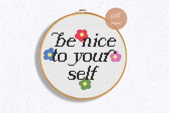 Be Nice Floral Cross Stitch Pattern PDF