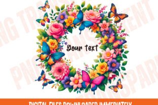 Boho Round Floral Frame Png, Butterfly Graphic by DeeNaenon · Creative ...