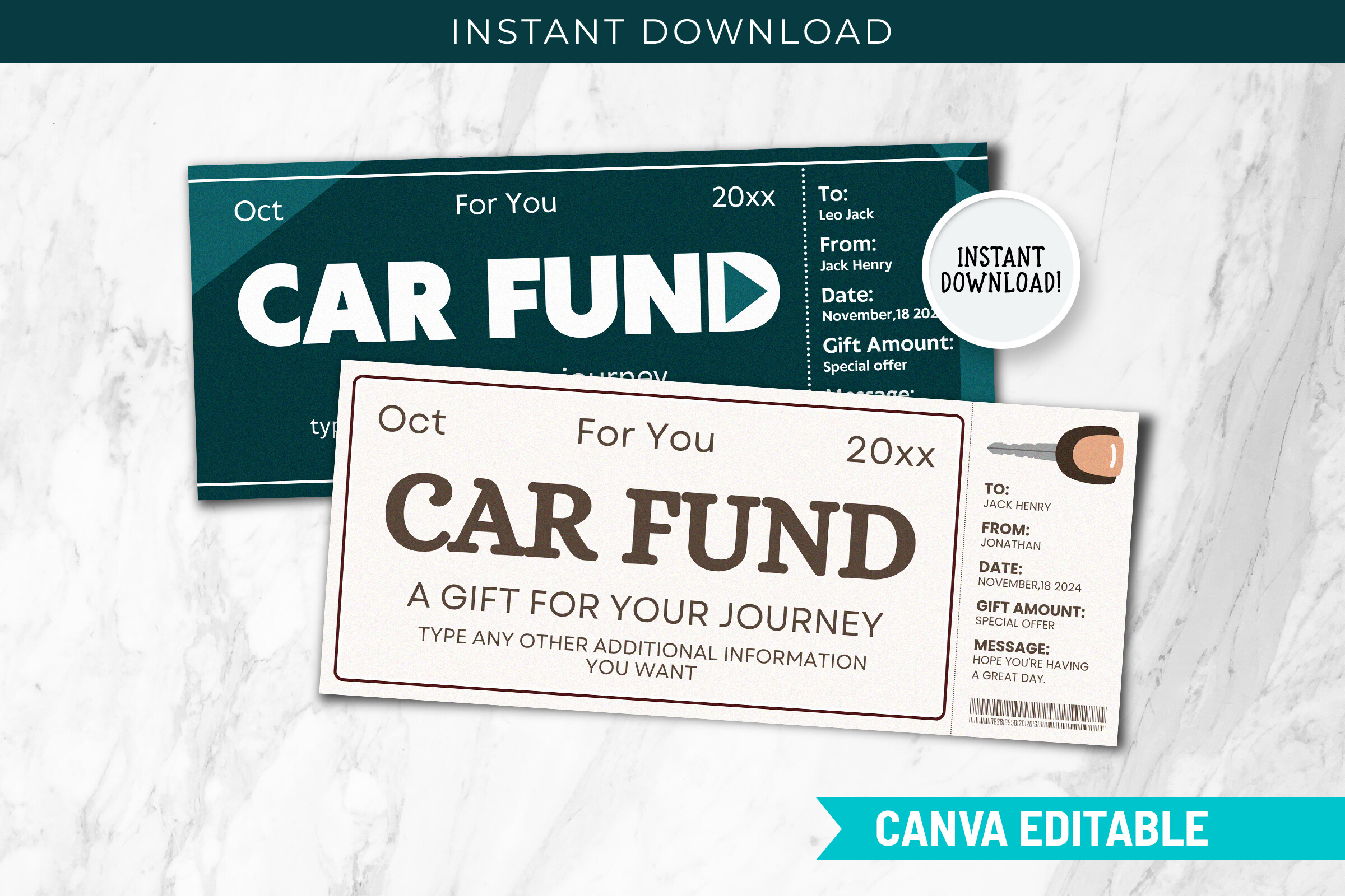 Car Fund Surprise Gift Voucher Template