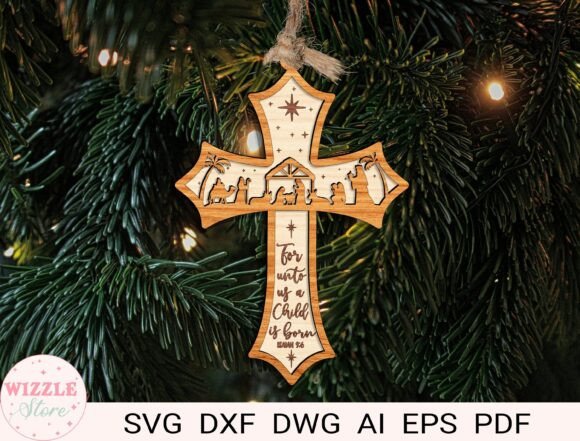 Cross Wood Ornament Svg