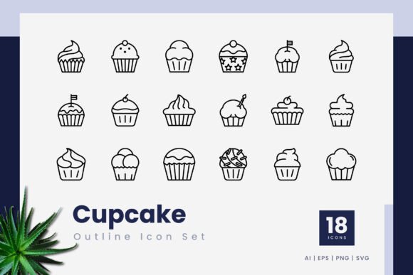 Cupcake Outline Icons
