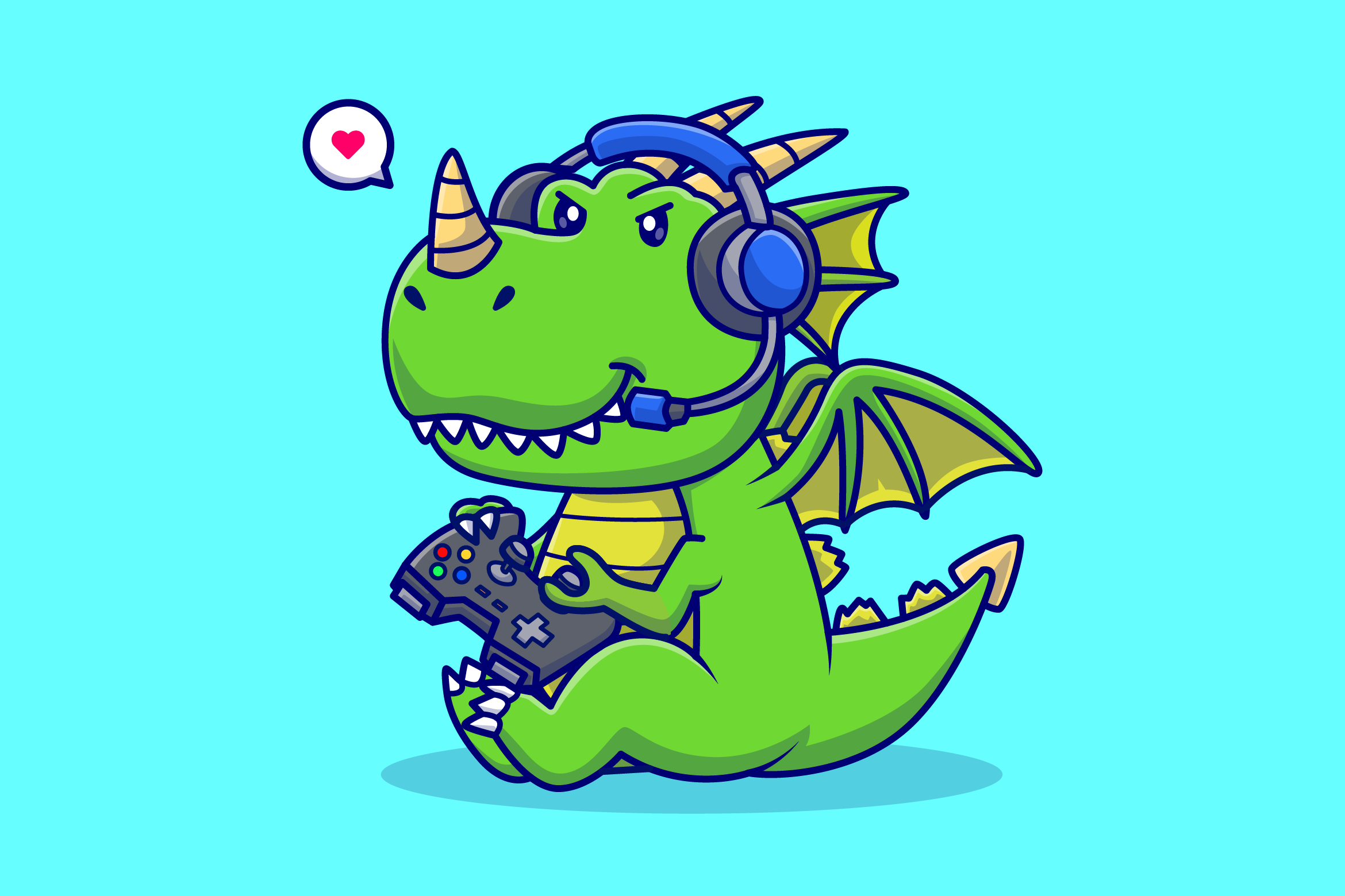 Cute Baby Dragon Gamer Cartoon Graphic by catalyststuff · Creative Fabrica