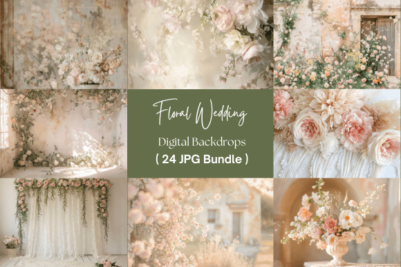 Floral Beige Wedding Backdrop