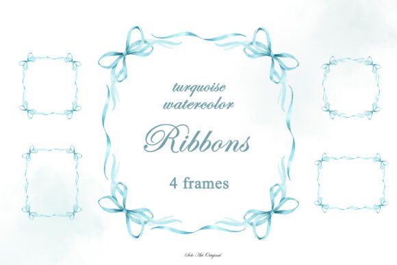 Frame Border Turquoise Bows Ribbons
