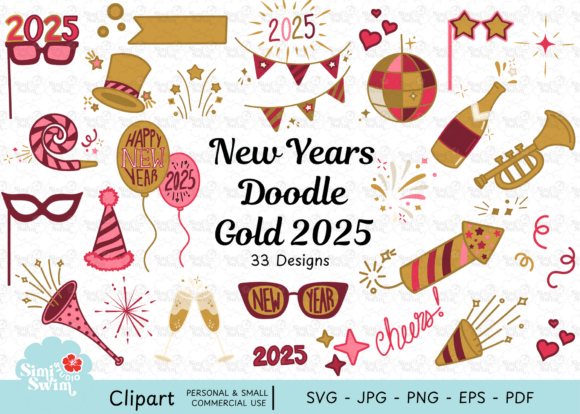 gold doodle new years SVG cricut glitter HTV holiday tee NYE countdown design