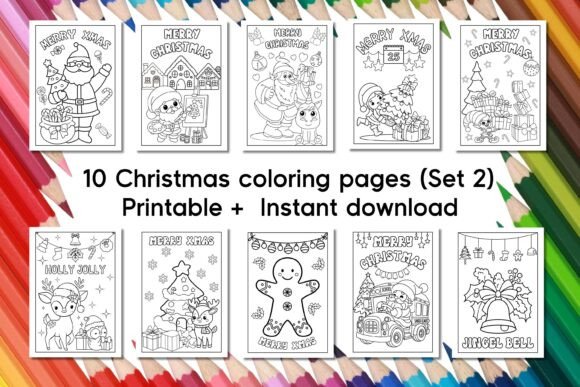 10 Christmas Coloring Pages - Set 2