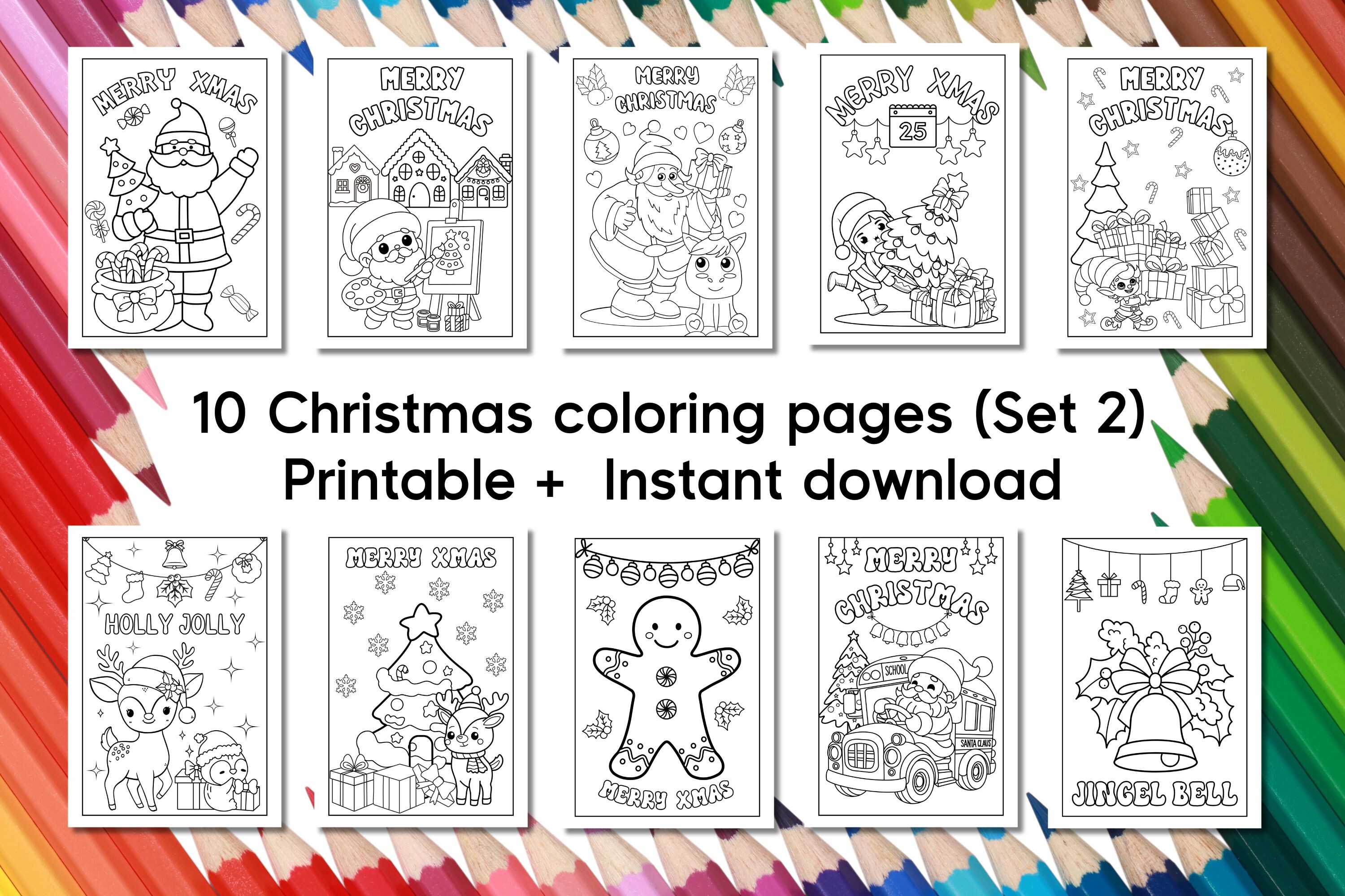 10 Christmas Coloring Pages - Set 2