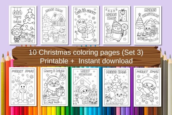 10 Christmas Coloring Pages - Set 3