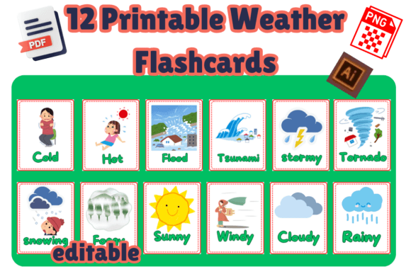 Printable Weather Flashcards for Early Learning