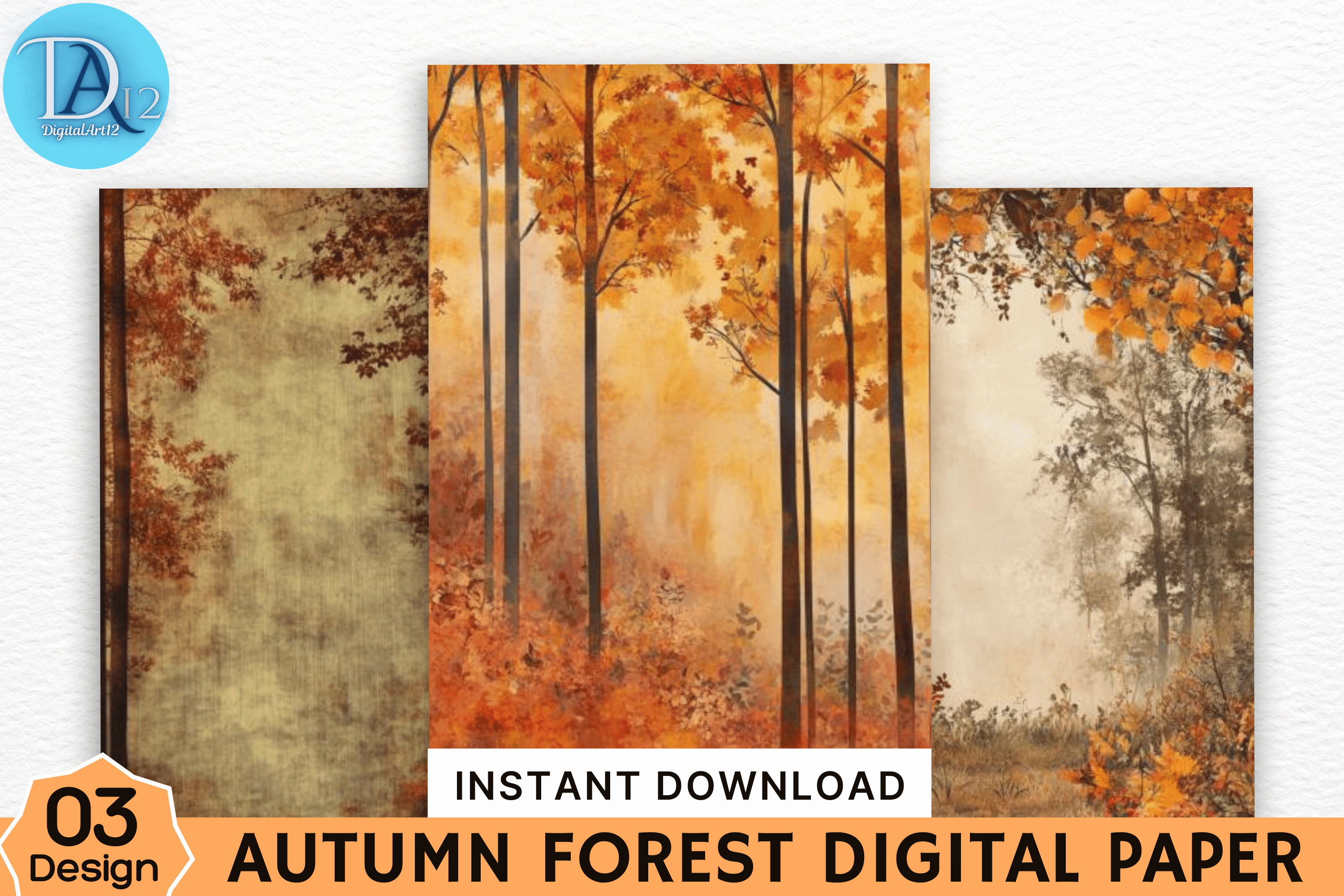 Autumn Forest Digital Paper Graphic by Digital_Art12 · Creative Fabrica