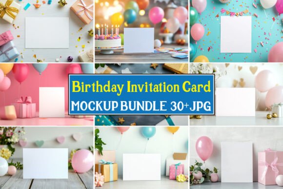Birthday Invitation Card Mockup Bundle03