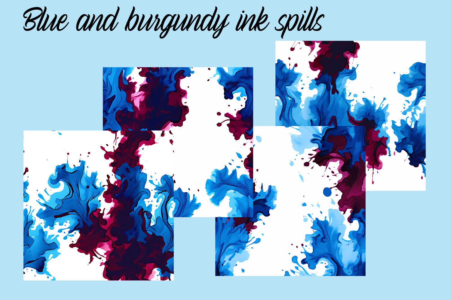 Blue and Burgundy Ink Spills Graphic by Andrea Kostelic · Creative Fabrica