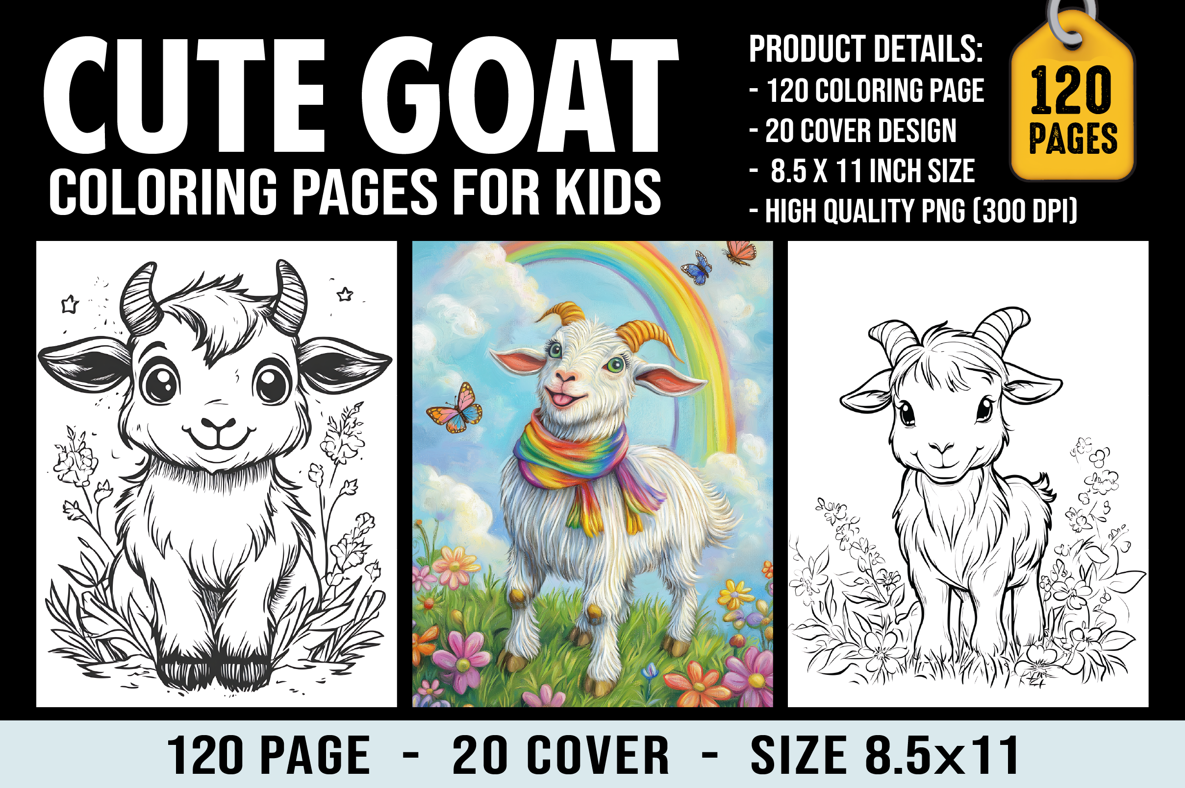 Cute Goat Coloring Pages for Kids