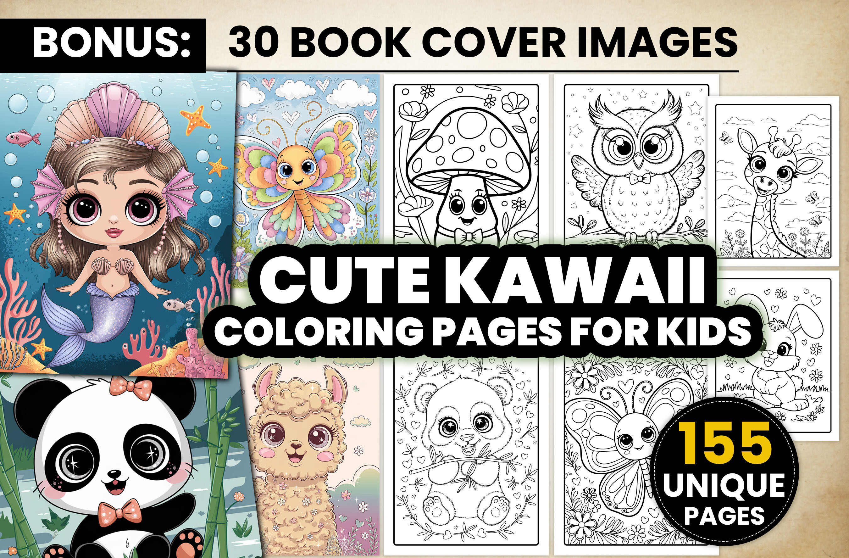 Cute Kawaii Coloring Pages for Kids Graphic by MH Design Nest ...