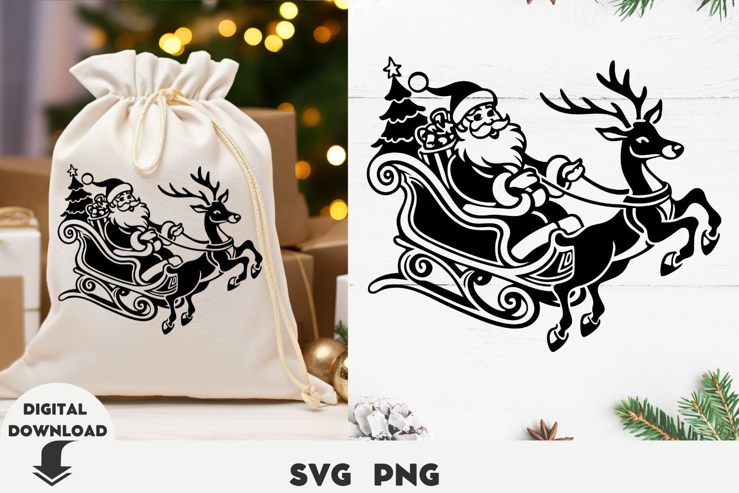 Santa Svg Christmas Svg, Deer Svg, Chris Graphic by OksisMG · Creative ...