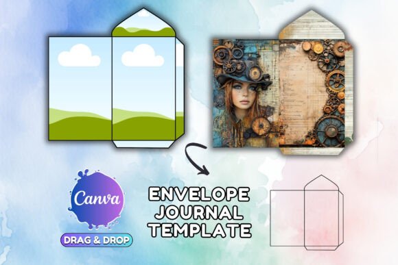 Editable Canva envelope journal template folio for custom artwork