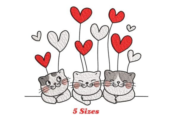 Cats with Heart Balloons