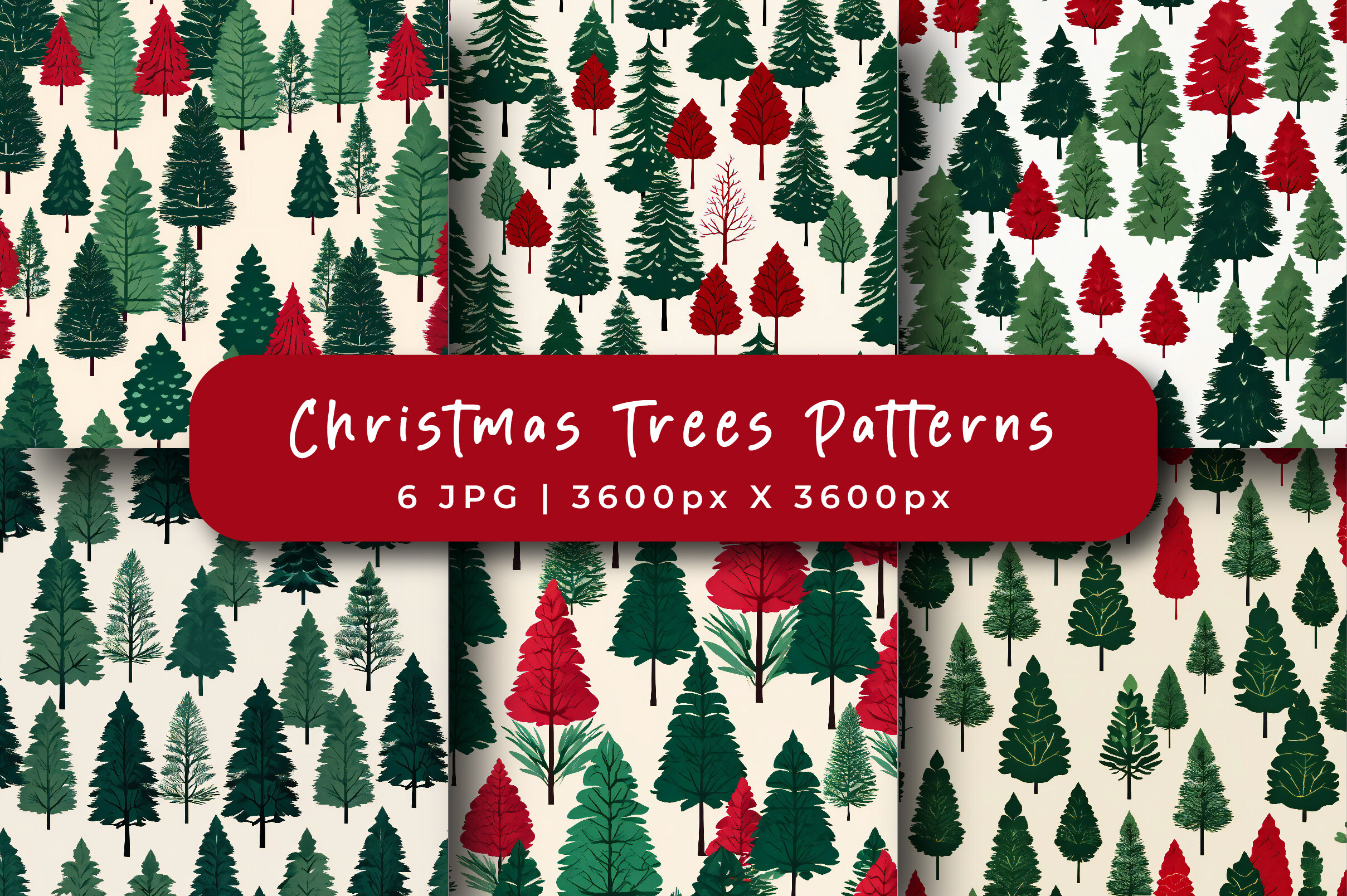 Christmas Trees Patterns Graphic by srempire · Creative Fabrica