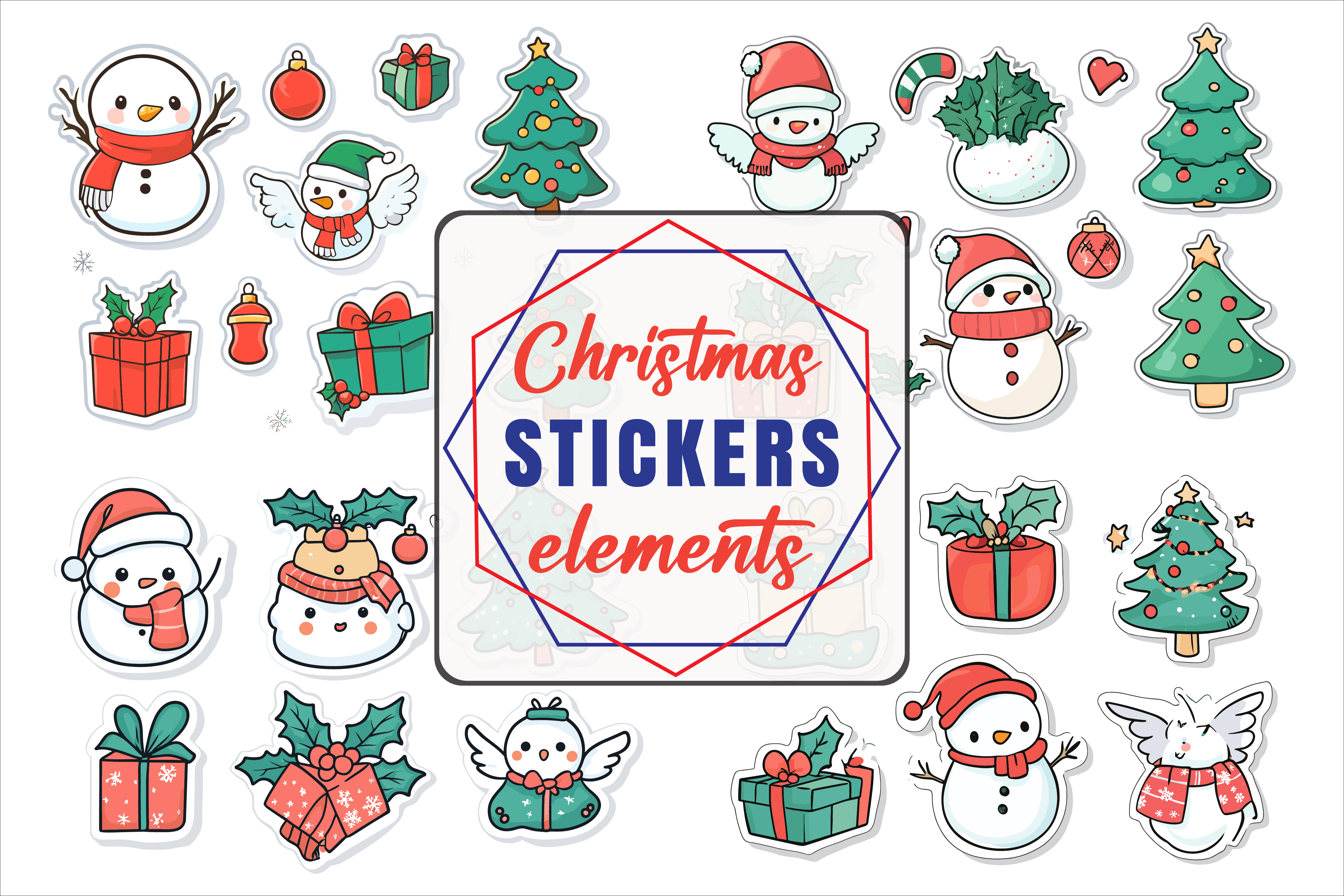 Creative Flat Christmas Stickers Graphic by tshirtshops · Creative Fabrica