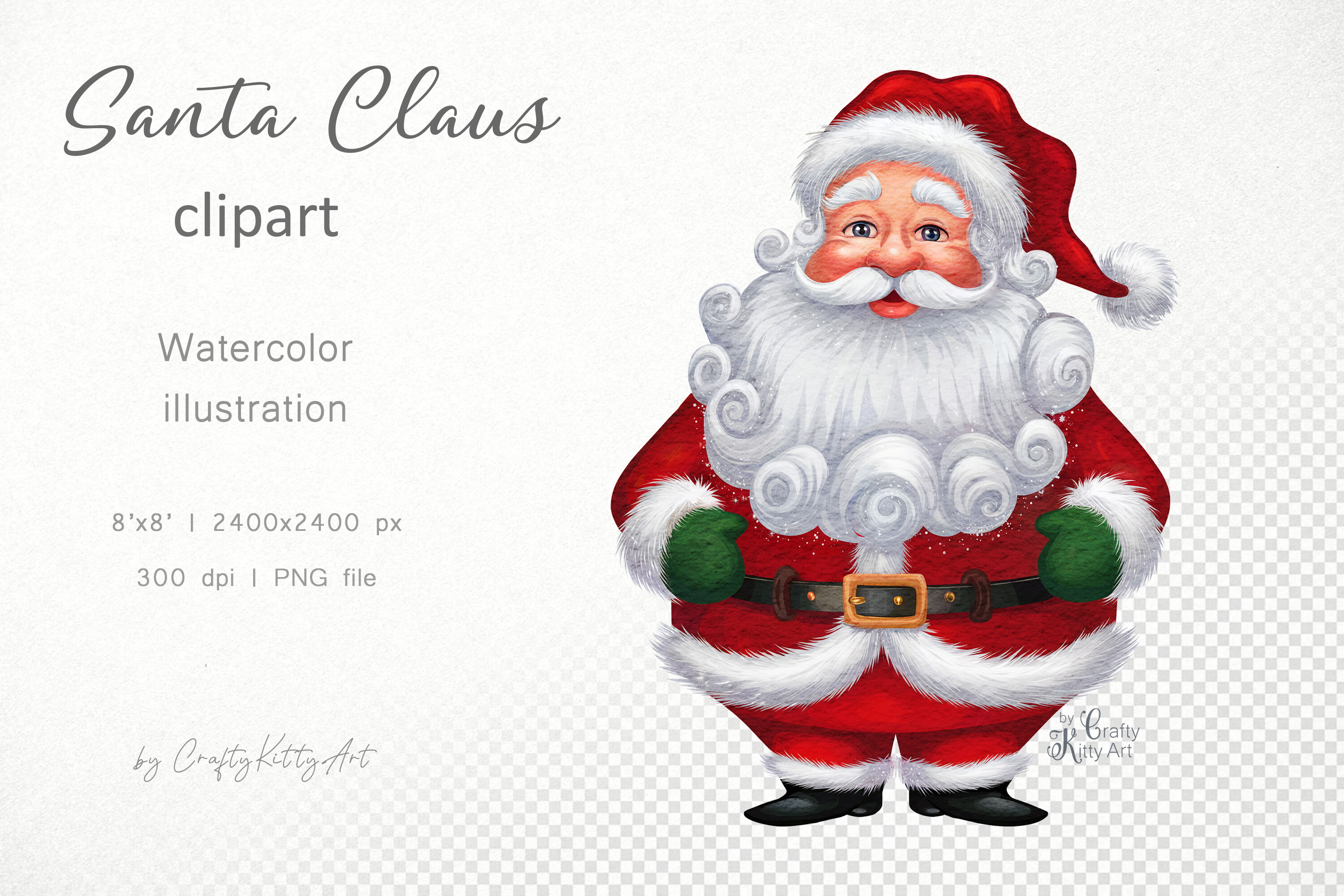 Cute Christmas Santa Claus PNG Clipart Graphic by CraftyKittyArt ...