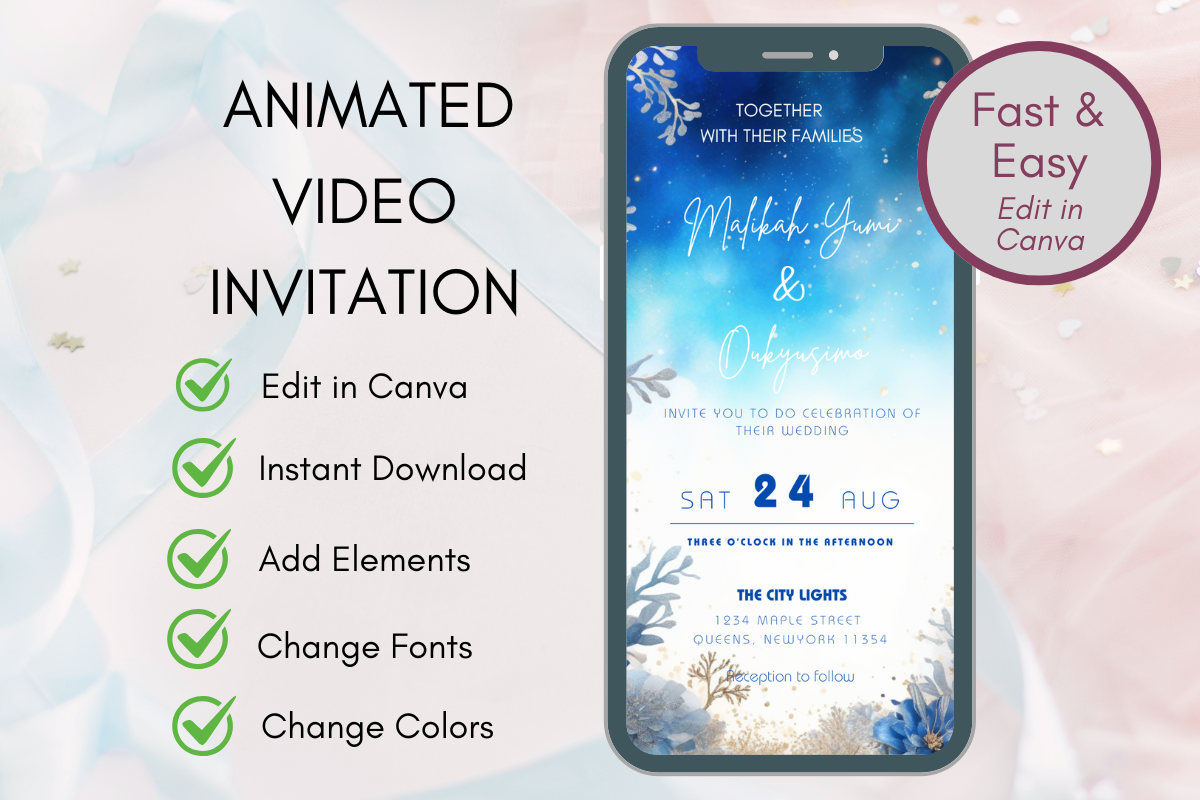 Digital Invitation Canva Template Evite Style D
