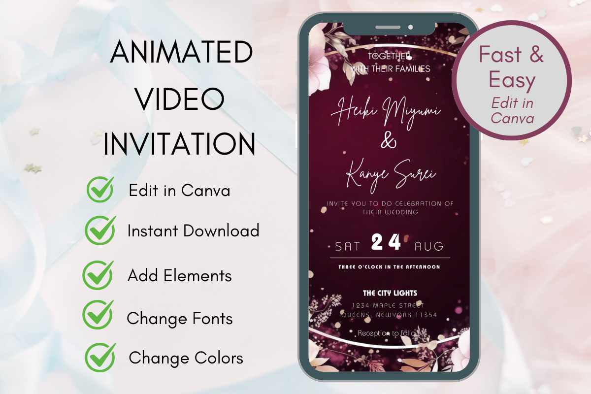 Digital Invitation Canva Template Evite Style E