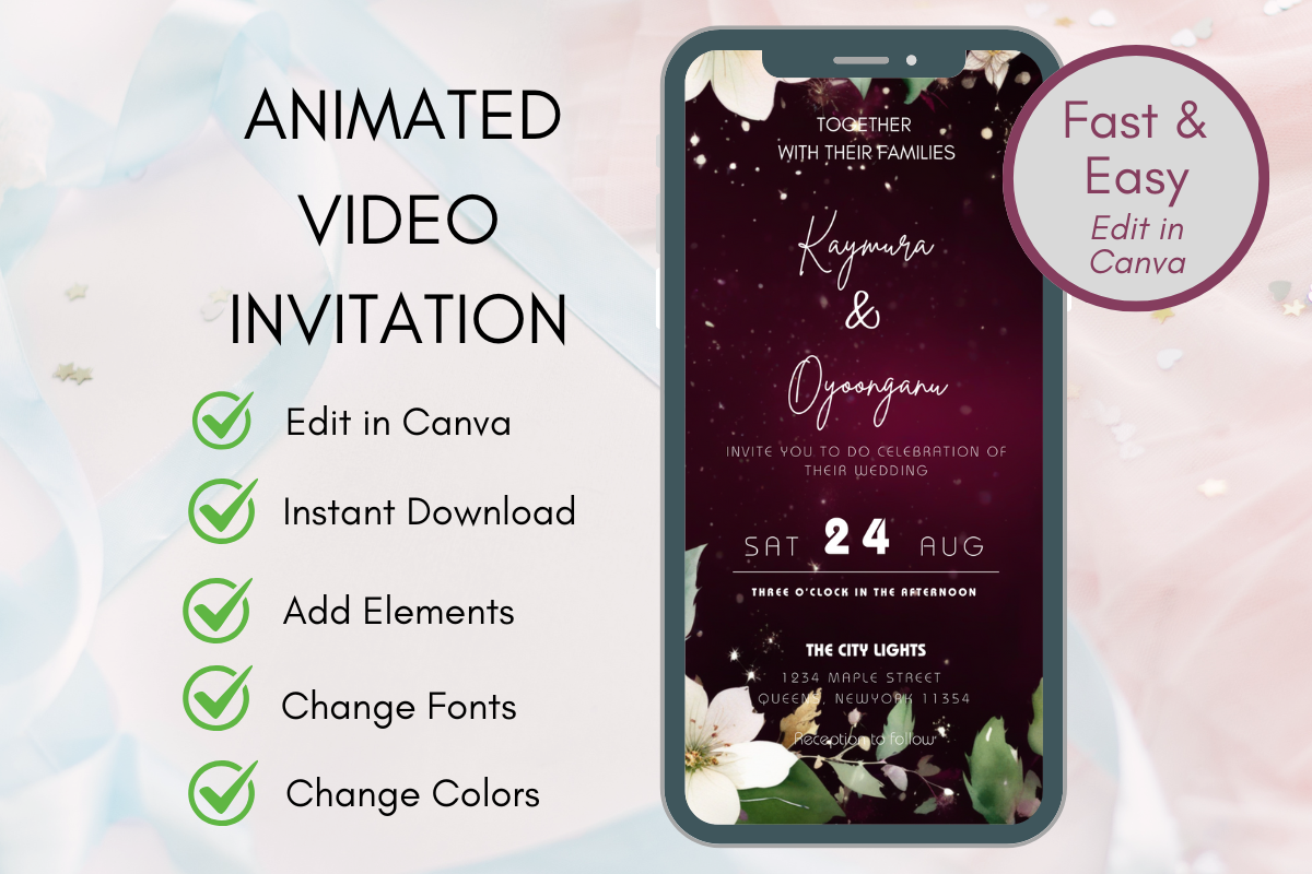 Digital Invitation Canva Template Evite Style B