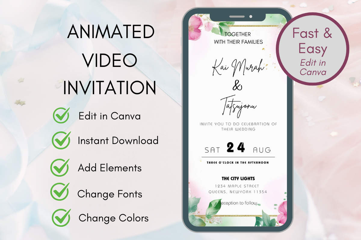 Digital Invitation Canva Template Evite Style A