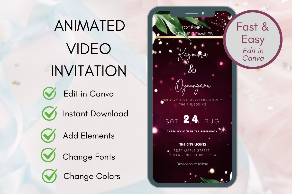 Digital Invitation Wedding Evite Canva