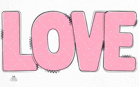 Love Valentine's Army Dot Font PNG with transparent background - Preview 1