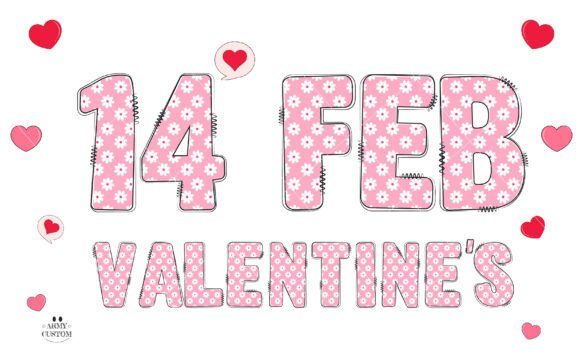 Love Valentine's Army Flower Font PNG with transparent background - Preview 4