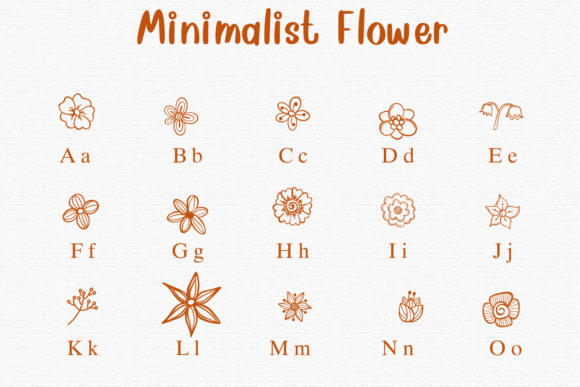 Minimalist Flower Font PNG with transparent background - Preview 1