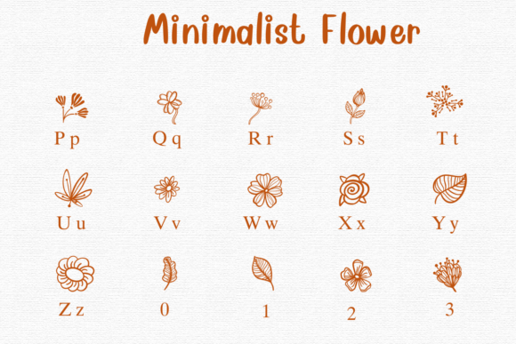Minimalist Flower Font PNG with transparent background - Preview 2