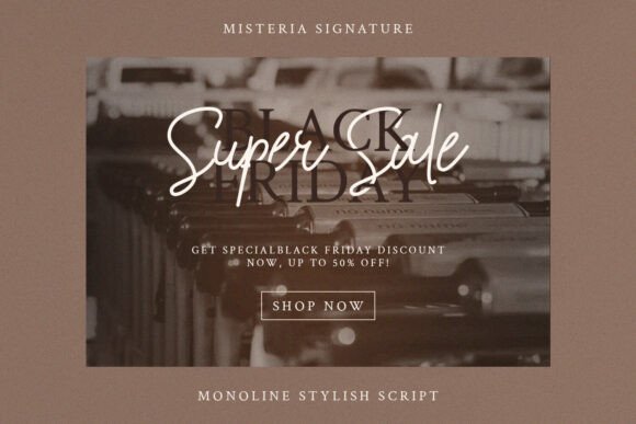 Misteria Signature Font PNG with transparent background - Preview 3