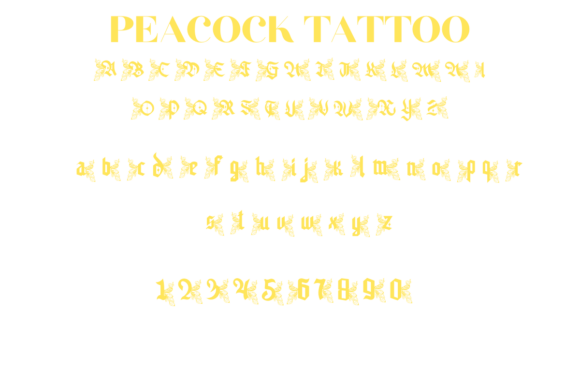 Peacock Tattoo Font PNG with transparent background - Preview 1