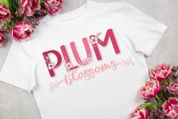 Plum Blossoms Duo Font PNG with transparent background - Preview 4