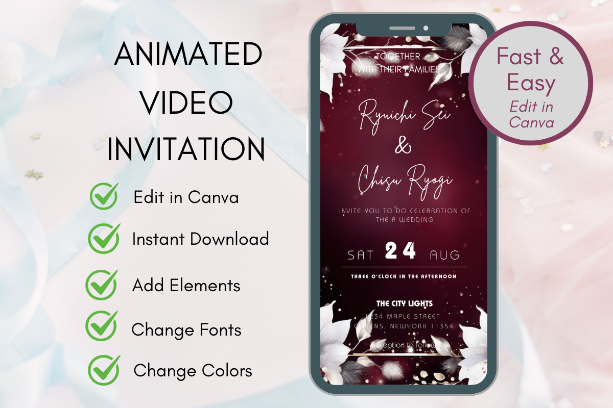Video Wedding Invitation Canva Template