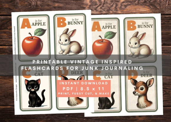 Vintage Alphabet Flash Card Junk Journal