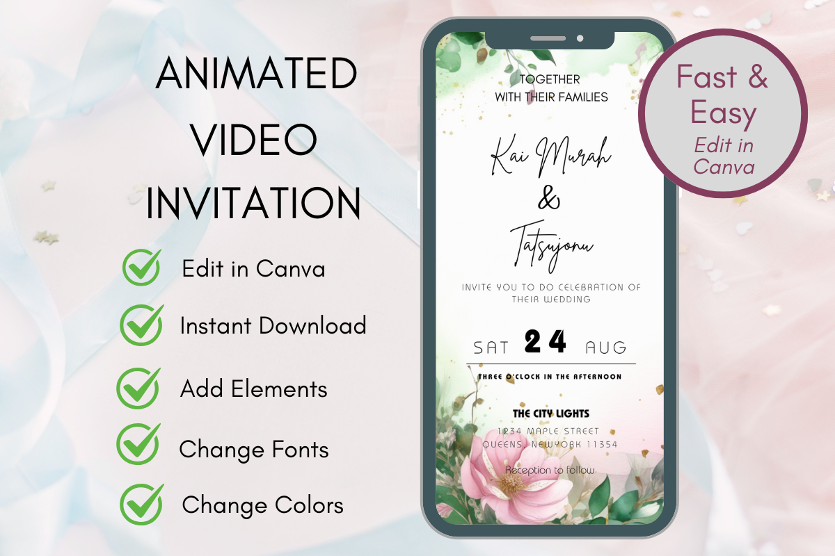 Wedding Invitation Canva Evite Template