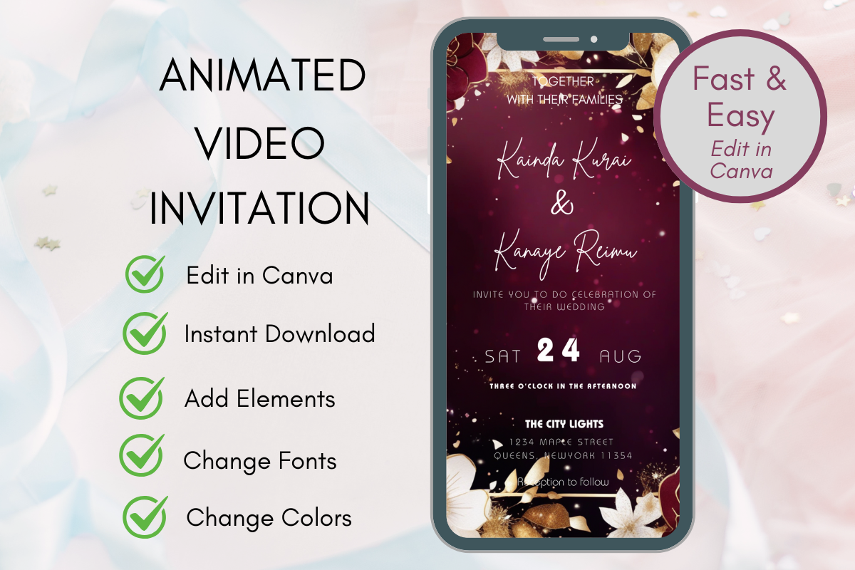 Wedding Invitation Canva Template Evite