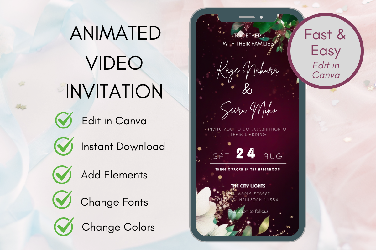 Wedding Invitation Canva Template Evite