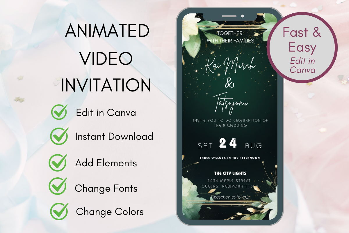 Wedding Invite Canva Template Evite