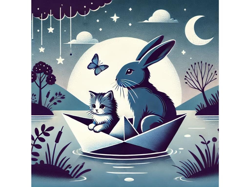 A Bunny and a Kitten Sitting Inside a Pa